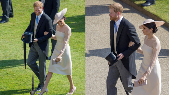 Trong suốt buổi tiệc, Hoàng tử Harry luôn trao cho vợ những cử chỉ tình tứ. 