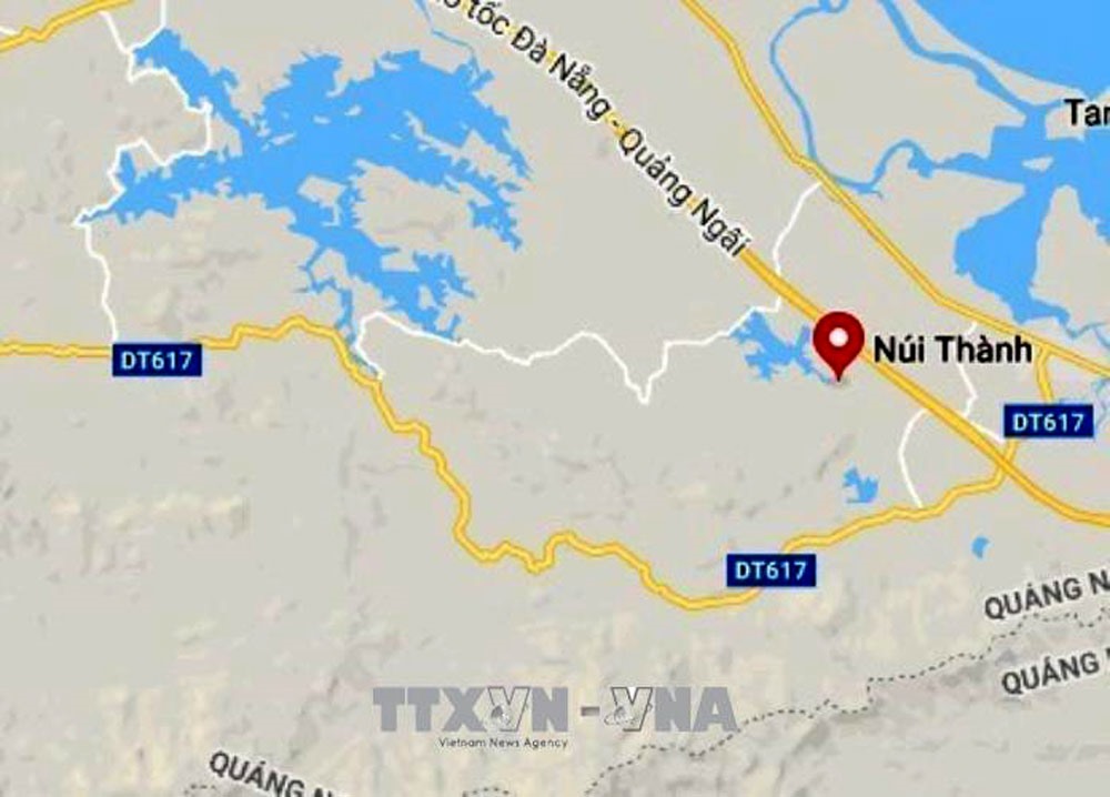Khu vực xảy ra vụ va chạm giữa hai tàu chở hàng tại ga Núi Thành (Quảng Nam) ngày 26.5.