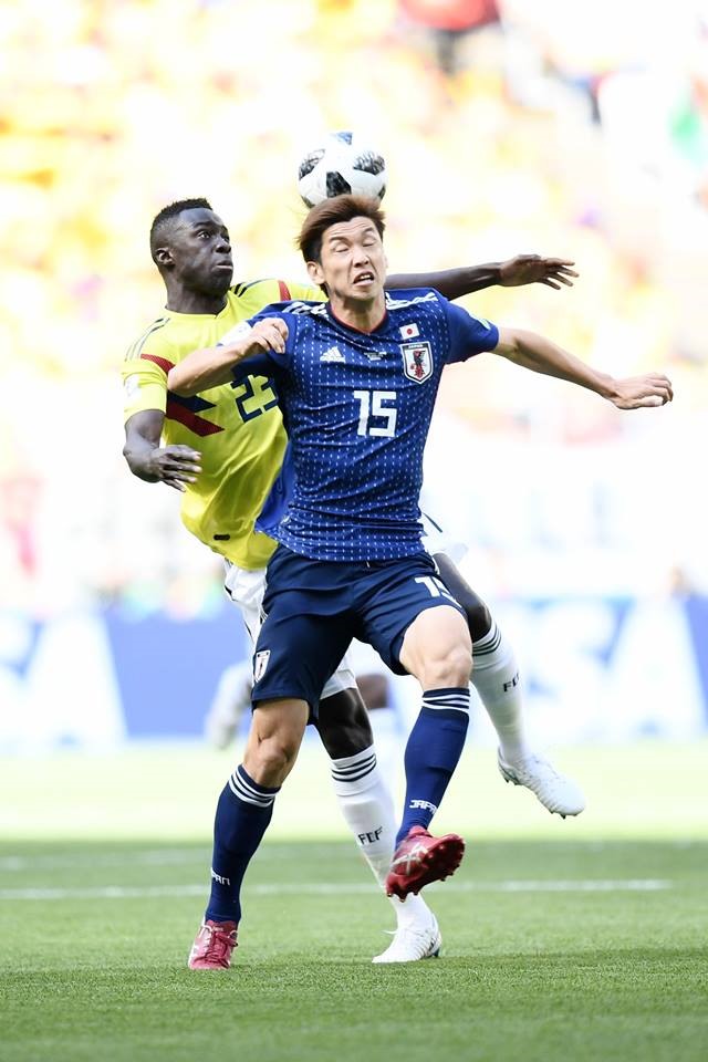 Colombia dù chơi thiếu người nhưng cũng đaz có bàn gỡ 1-1 trước Nhật Bản trước khi hiệp 1 khép lại. Ảnh: FIFA