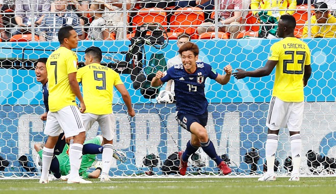 Yuya Osako - người hùng ghi bàn nâng tỷ số lên 2-1 cho Nhật Bản.