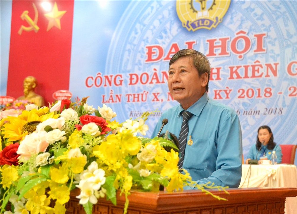 Đại hội được nghe Phó Chủ tịch Thường trực Tổng LĐLĐVN Trần Thanh Hải phát biểu chỉ đạo. (Ảnh: Lục Tùng)