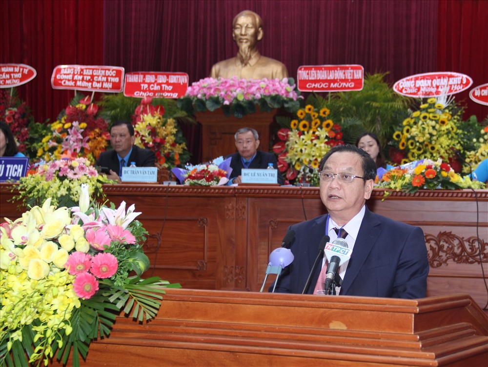 Bí thư Thành ủy Cần Thơ Trần Quốc Trung phát biểu tại ĐH