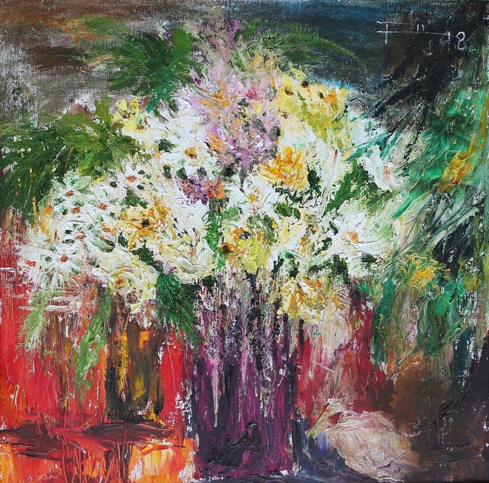 Tác phẩm “Tĩnh vật hoa” của họa sĩ Nguyễn Hồng Phương, chất liệu sơn dầu