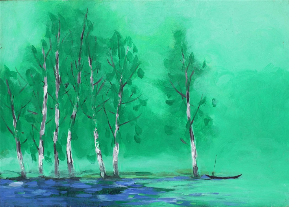 Tác phẩm “Phong cảnh” của họa sĩ Nguyễn Quốc Thắng, chất liệu sơn dầu