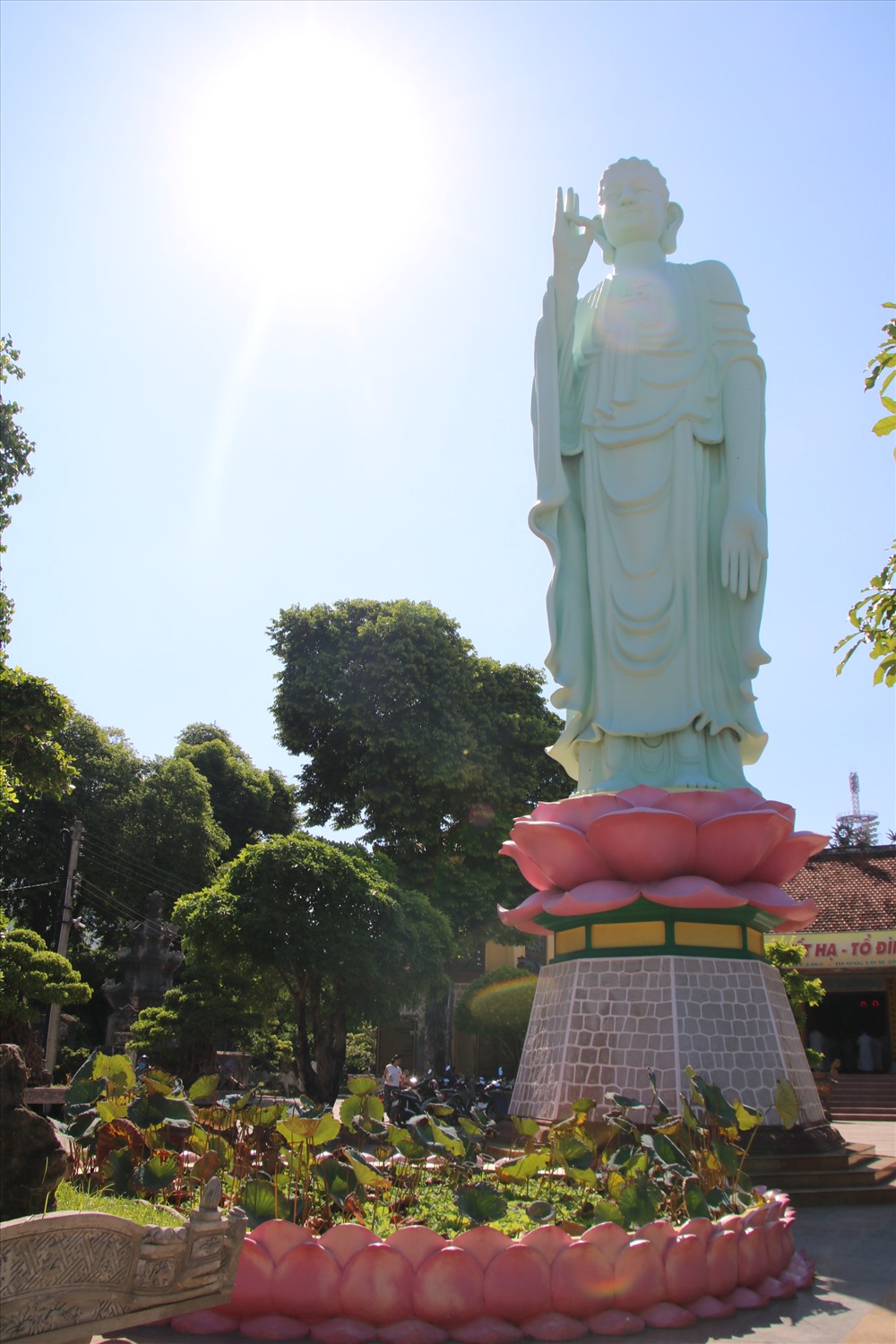 Xung quanh tượng có nhiều cây xanh tạo nên một không gian tĩnh mịch, trang nghiêm. Ảnh: Đ.Phùng