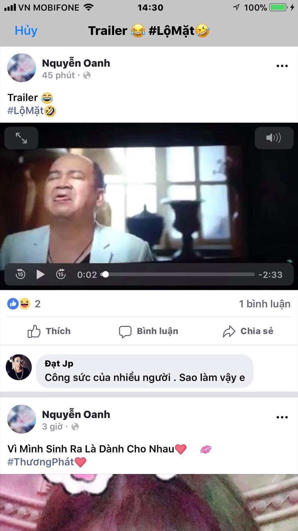 Một đoạn phim bị tung lên facebook