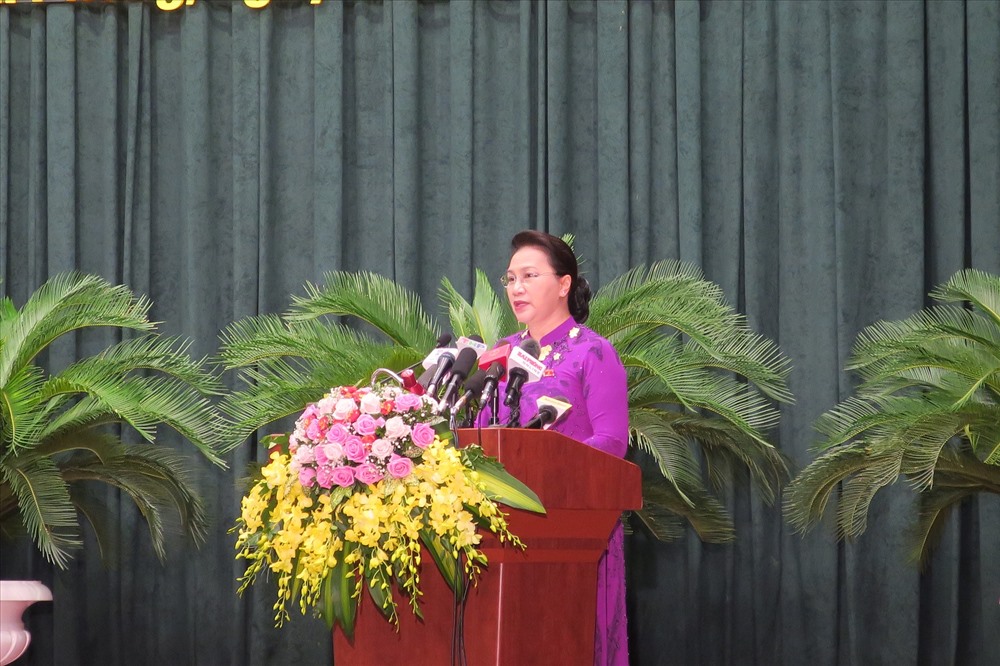 Chủ tịch Quốc hội Nguyễn Thị Kim Ngân phát biểu chỉ đạo tại HĐND TP Hải Phòng ngày 10.7