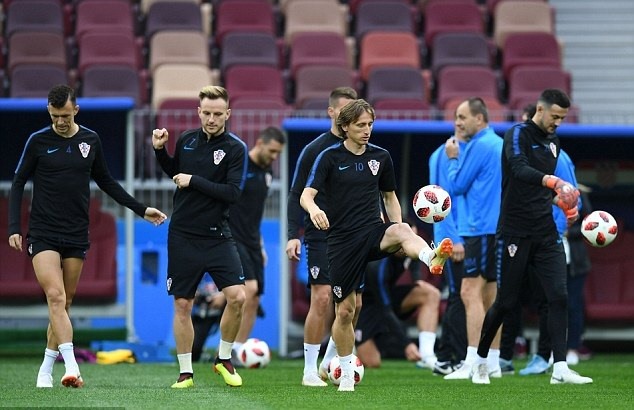 Croatia tập luyện hăng say trước cuộc đọ sức với tuyển Anh. Ảnh: Getty Images.