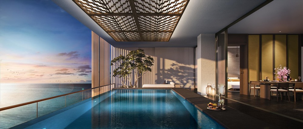 Mỗi căn Sky Villas Regent Residences Phu Quocđều sở hữu tầm nhìn rộng mở với bể bơi vô cựcriêng