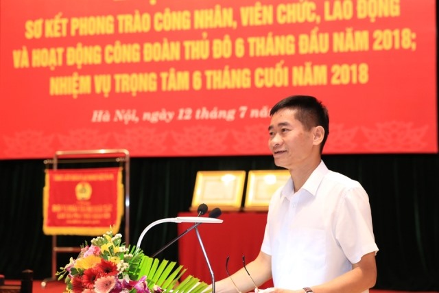 Phó Chủ tịch Tổng LĐLĐVN Trần Văn Thuật phát biểu chỉ đạo tại hội nghị. Ảnh: Hải Nguyễn