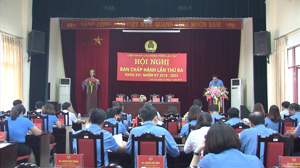 Toàn cảnh hội nghị BCH LĐLĐ tỉnh Lào Cai 