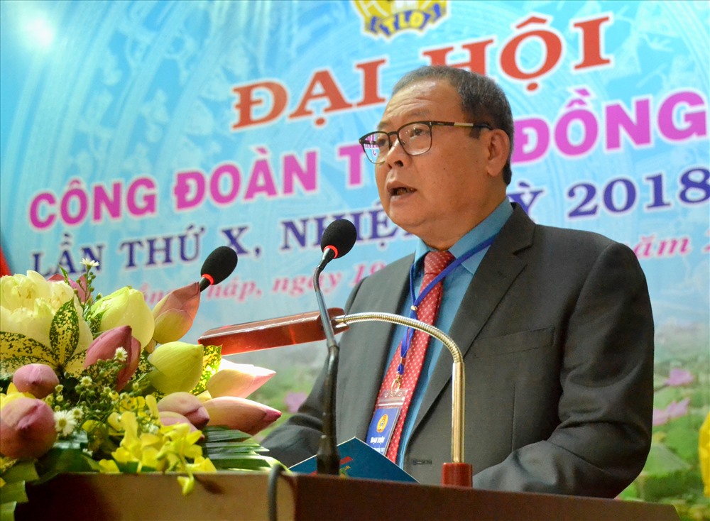 Đại hội cũng được nghe đồng chí Trần Văn Lý - Phó Chủ tịch Tổng LĐLĐVN phát biểu chỉ đạo. Ảnh: Lục Tùng