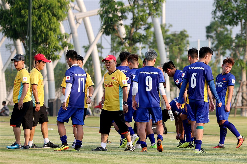 ĐT U23 Việt Nam tập luyện tại sân Trung tâm đào tạo bóng đá trẻ PVF. Ảnh: H.A