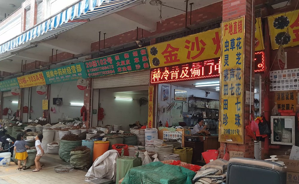 Tại chợ Ngọc Lâm, có hàng ngàn ki-ốt lớn nhỏ bán Đông dược.