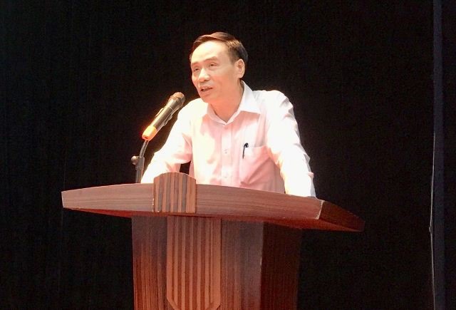 Ông Phạm Văn Lin - Phó Chủ tịch CĐ TCty Hàng hải VN phát biểu chỉ đạo tại buổi lễ. Ảnh: CĐ TCty Hàng hải VN