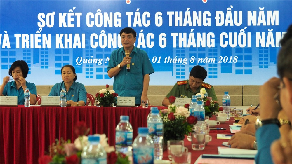 Chủ tịch TLĐ Bùi Văn Cường phát biểu chỉ đạo tại khối thi đua CĐ ngành Trung ương tại TP. Hạ Long (Quảng Ninh) ngày 1.8