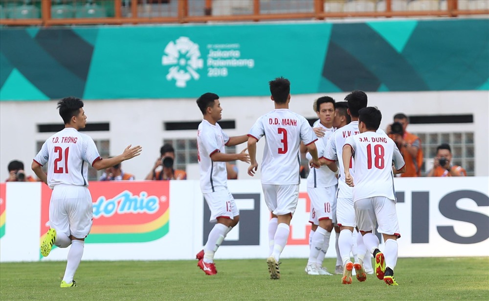 U23 Việt Nam toàn thắng 3 trận ở vòng bảng ASIAD 18 để giành ngôi đầu bảng D. Ảnh: Đ.Đ