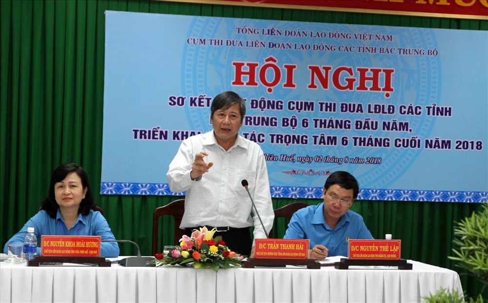 Đồng chí Trần Thanh Hải – Phó Chủ tịch Thường trực Tổng LĐLĐ Việt Nam phát biểu tại hội nghị. Ảnh: Hưng Thơ.