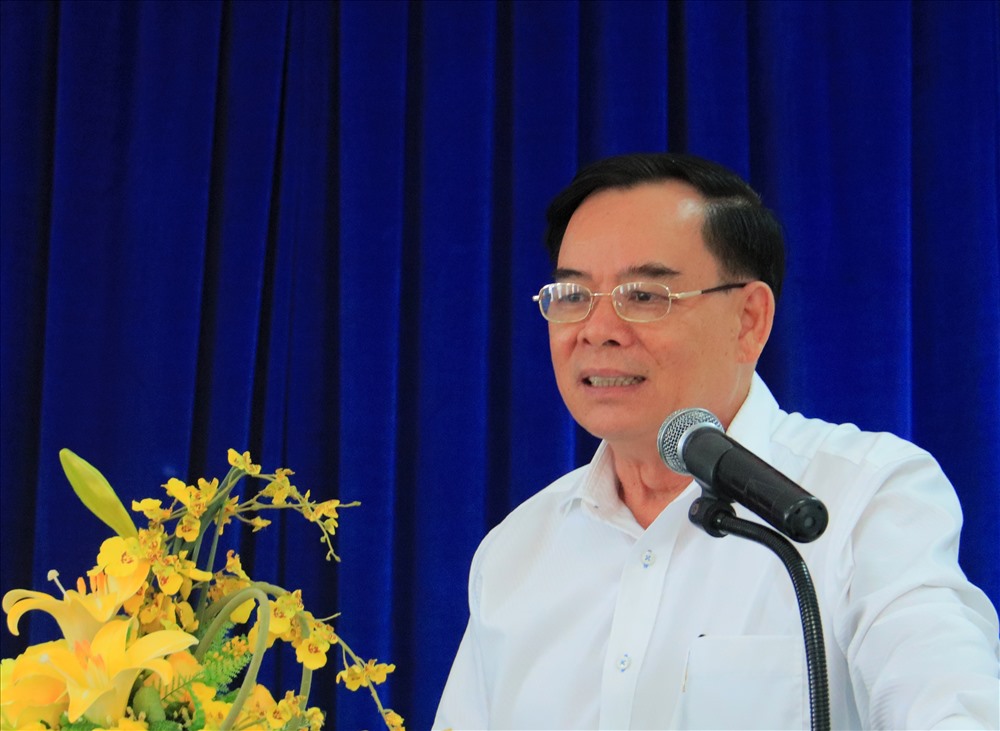 Đồng chí Trần Ngọc Tam – Phó Bí thư Tỉnh ủy Bến Tre phát biểu tại buổi làm việc (ảnh: Tr.L)