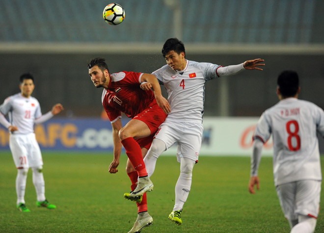 Tiến Dũng từng là thủ lĩnh hàng phòng ngự U23 Việt Nam đối đầu U23 Syria tại VCK U23 Châu Á 2018.