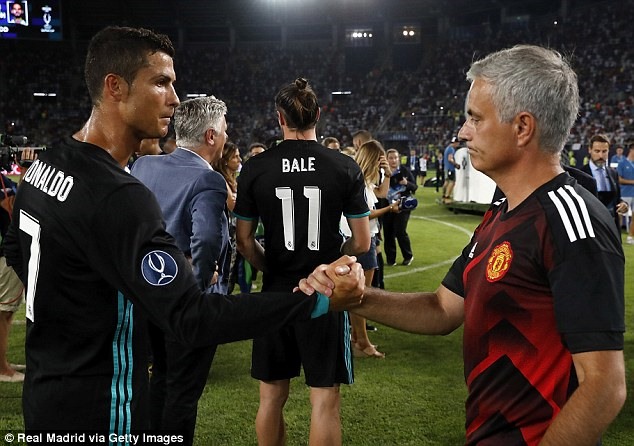 Crsitiano Ronaldo (trái) sẽ có cơ hội đối đầu Man United của HLV Jose Mourinho (phải) ngay tại vòng bảng UEFA Champions League mùa này. Ảnh: UEFA.
