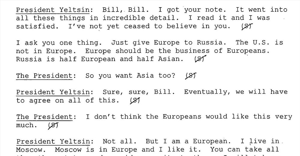 Ông Yeltsin đề nghị ông Clinton để Châu Âu cho Nga.