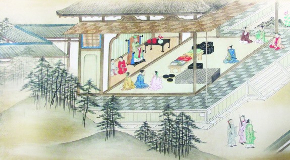 Một phần bức tranh “Châu Ấn thuyền Giao Chỉ độ hàng đồ quyển” mô tả cảnh Chúa Nguyễn tiếp các thương nhân Nhật Bản. Ảnh: TĐAS