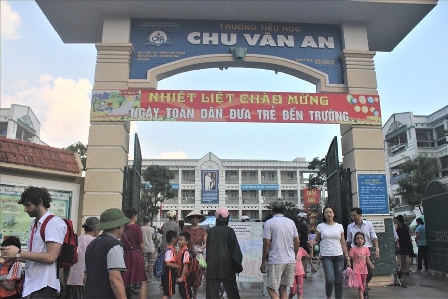 Trường Tiểu học Chu Văn An, Hoàng Mai - ngôi trường đông học sinh nhất Thủ đô. Ảnh: LĐO