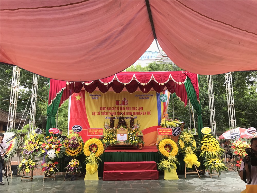 Hài cốt liệt sĩ Giác linh Thích Thanh Tân sẽ được an nghỉ tại vườn tháp của chùa Vĩnh Nghiêm. Ảnh: TT
