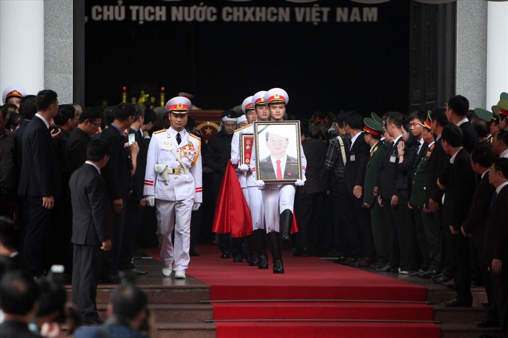 Tang quyến Chủ tịch nước Trần Đại Quang tại lễ truy điệu. (Nguồn: TTXVN)
