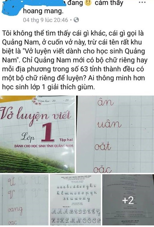 Nhiều phụ huynh tỏ ra hoang mang trước loại vở chỉ áp dụng cho tỉnh Quảng Nam.