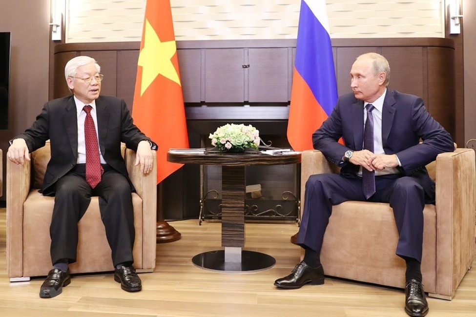 Tổng Bí thư Nguyễn Phú Trọng hội đàm với Tổng thống Liên bang Nga Vladimir Putin. Ảnh: TTXVN