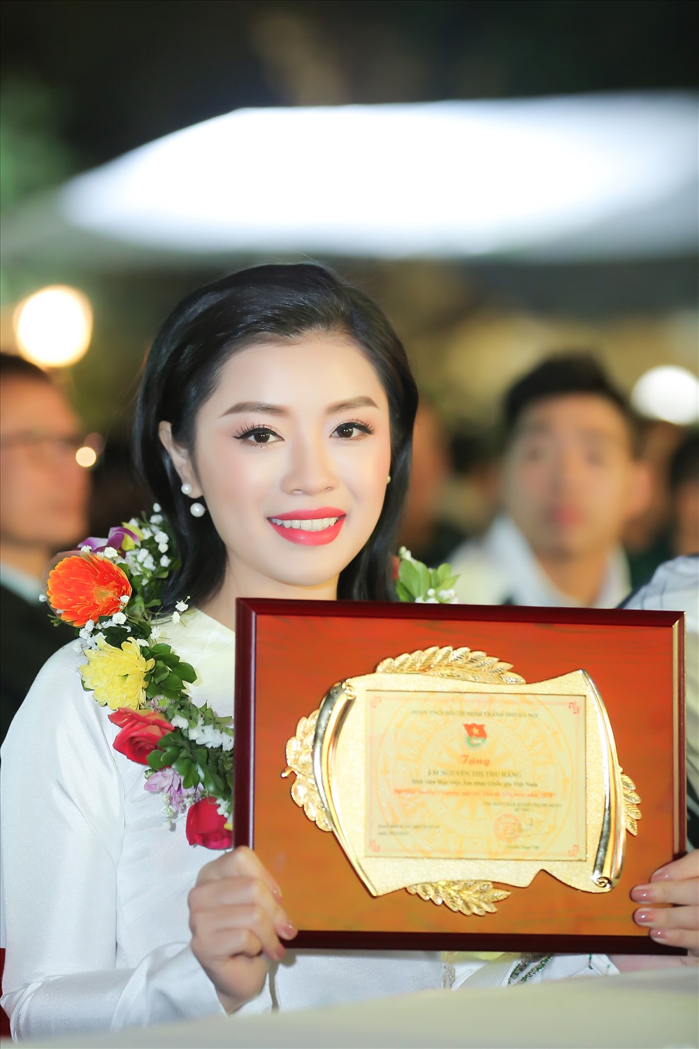 Sao Mai Thu Hằng vinh dự là 1 trong 10 gương mặt trẻ tiêu biểu của Thủ đô 2018. Ảnh: Hòa Nguyễn.  