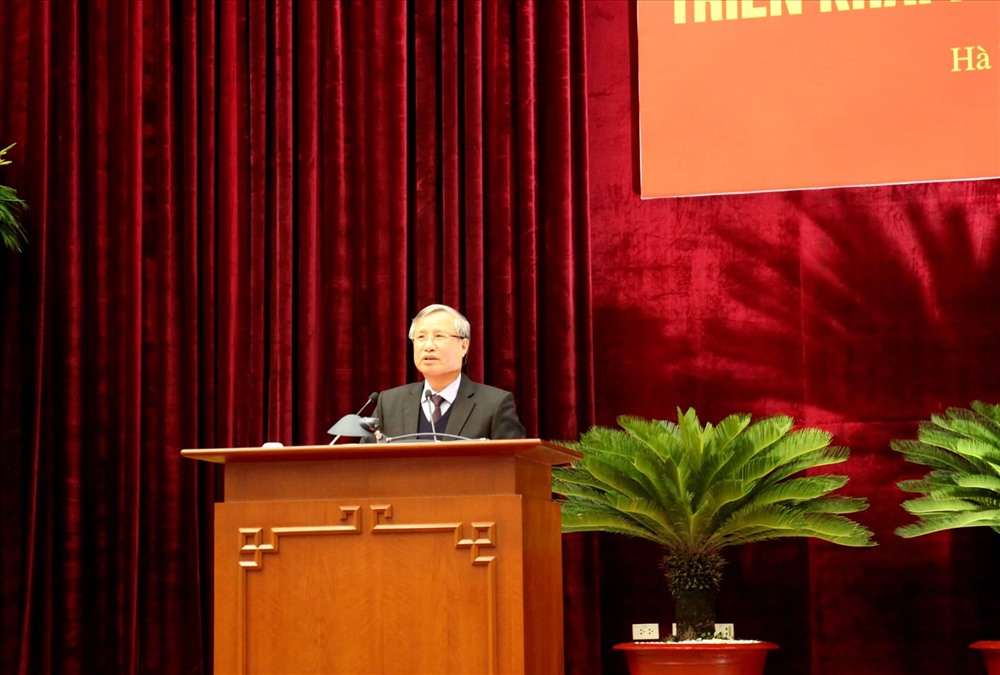 Đồng chí Trần Quốc Vượng, Uỷ viên Bộ Chính trị, Thường trực Ban Bí thư phát biểu tại Hội nghị tổng kết công tác năm 2018, triển khai nhiệm vụ năm 2019 của Ban Kinh tế Trung ương.