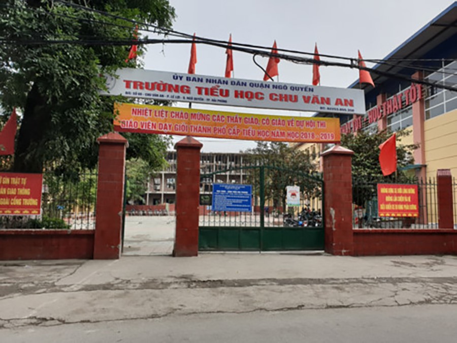 Trường Tiểu học Chu Văn An, địa điểm diễn ra Hội thi giáo viên giỏi thành phố cấp tiểu học. Ảnh: Nguyễn Dịu.
