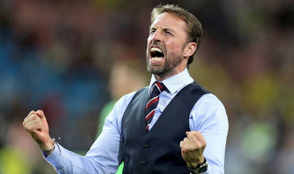 Gareth Southgate gây sốc khi đưa tuyển Anh lọt tới tứ kết World Cup 2018. Ảnh Daily Express