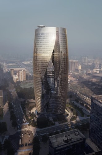 Leeza SOHO, Bắc Kinh, Trung Quốc có kết cấu tháp thủy tinh xoắn cao 190m dự kiến hoàn thành vào cuối năm nay. Kết cấu đặc biệt của tòa nhà cho phép ánh sáng tự nhiên đi vào từ nhiều góc độ khác nhau./.