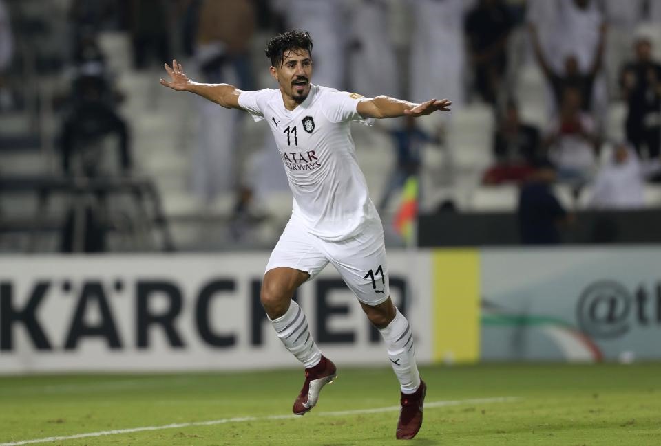 Baghdad Bounedjah ghi 59 bàn sau 40 trận tại giải bóng đá Qatar. Ảnh Getty