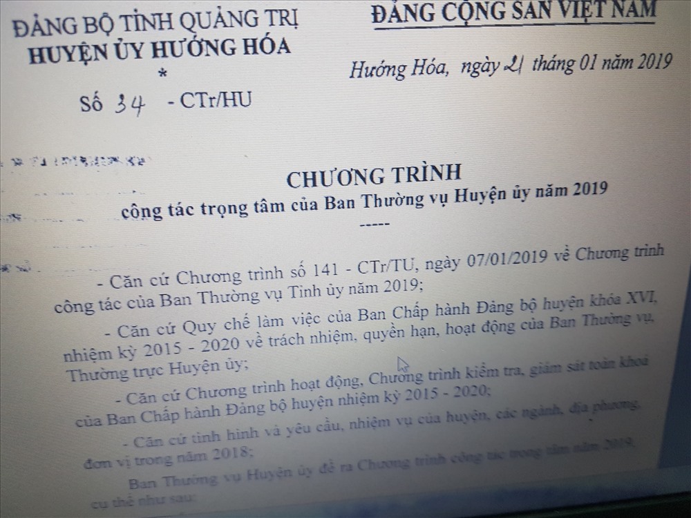Ngày 24.1.2019, bà Hồ Thị Lệ Hà vẫn đương chức Bí thư huyện Hướng Hóa (Quảng Trị)