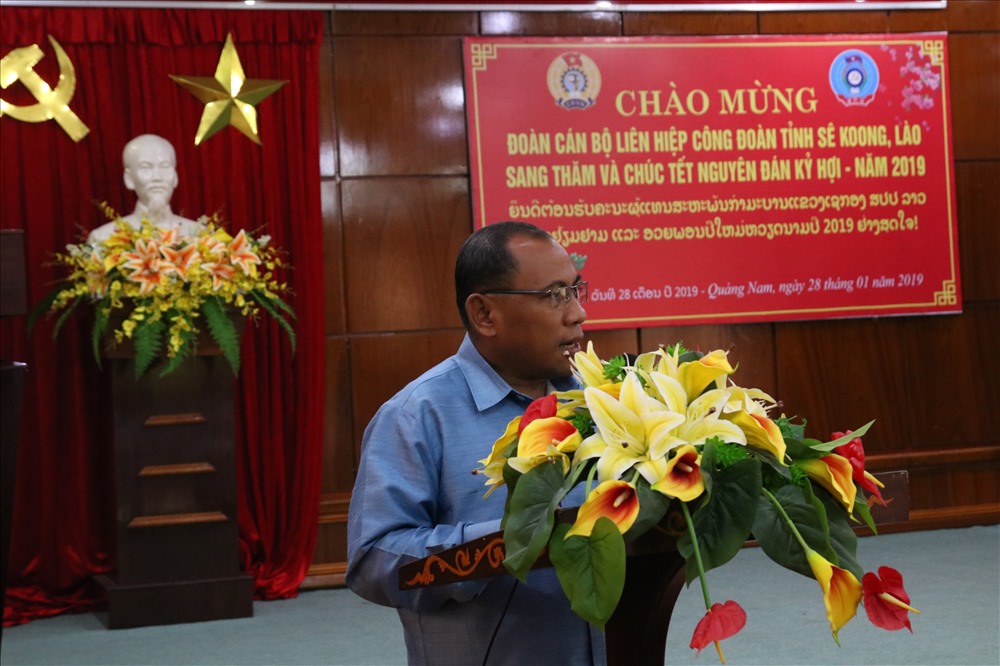 Đồng chí Vongduen Chanthabounsien - Chủ tịch Liên hiệp Công đoàn tỉnh Sê Koong (Lào). Ảnh: Đ.V