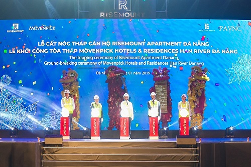 Dự án tổ hợp tháp đôi Risemount Apartment Da Nang - Mövenpick Hotels & Residences tọa lạc trên đường Như Nguyệt (Bạch Đằng nối dài), trung tâm quận Hải Châu, thành phố Đà Nẵng. Ảnh: VnExpress