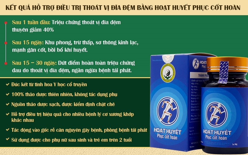 Kết quả hỗ trợ điều trị thoát vị đĩa đệm bằng Hoạt huyết phục cốt hoàn