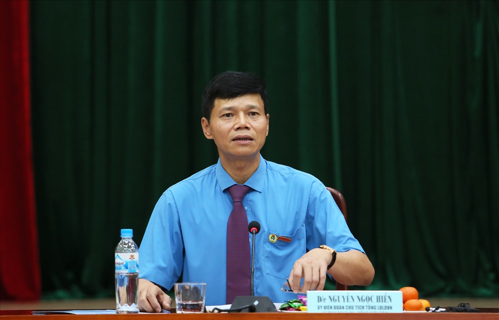 Tổng biên tập Nguyễn Ngọc Hiển phát biểu tại buổi họp mặt đầu xuân. Ảnh: Tô Thế