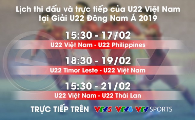 Lịch thi đấu của U22 Việt Nam tại giải U22 Đông Nam Á. Ảnh VTV