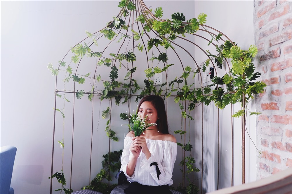 Những chiếc lồng xinh xắn trên tầng 2 của khu café trong nhà. Ảnh: Thúy Hiền