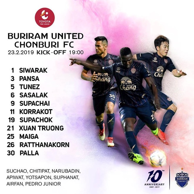 Đội hình ra sân Buriram United trong trận gặp Chonburi