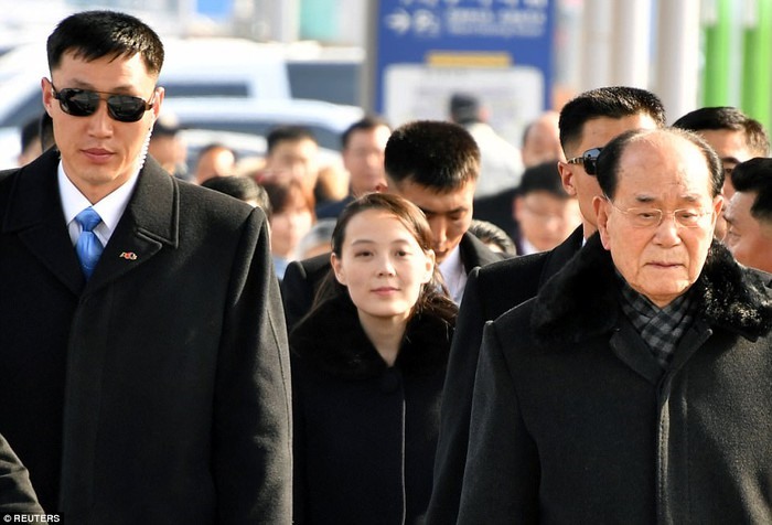 Em gái của ông Kim trong phái đoàn đến Hàn Quốc hồi năm ngoái. Ảnh: Reuters