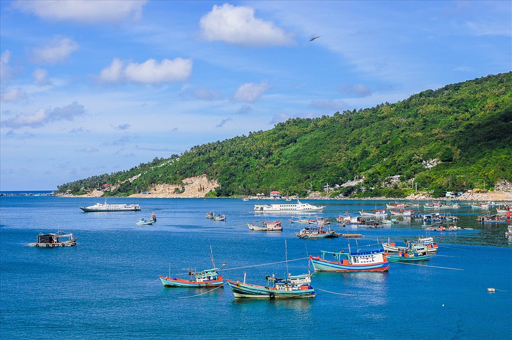 Một góc biển, đảo Hòn Sơn với không gian thoáng rộng, xanh mát