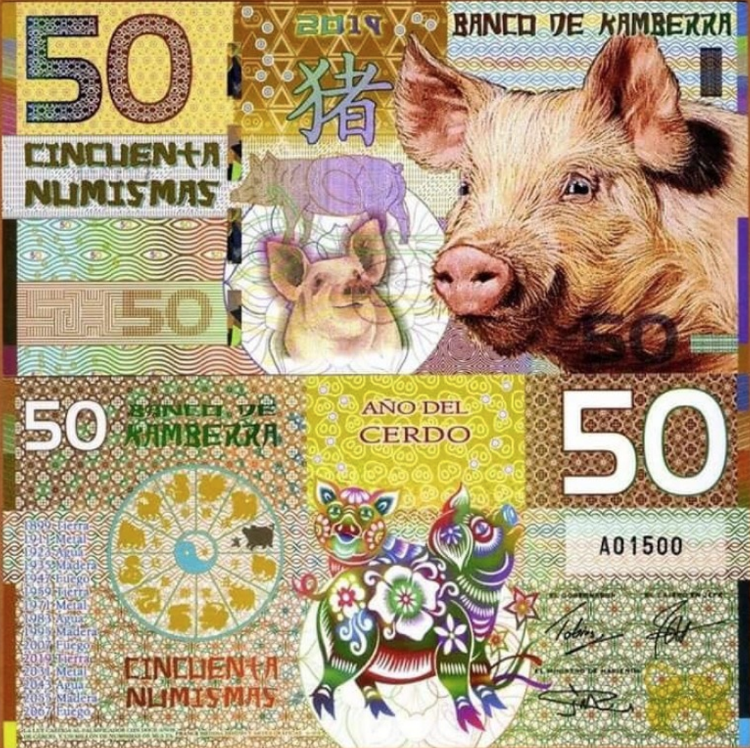 Tiền kỉ niệm được Australia phát hành vào dịp lễ Tết 2019. Chất liệu tiền polyme, không có giá trị tiêu dùng
