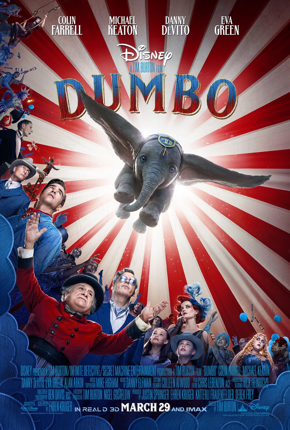 Bộ phim thuộc thể loại gia đình, phiêu lưu Dumbo do đạo diễn Tim Burton thực hiện, với các diễn viên: Colin Farrell, Michael Keaton, Danny DeVito, Eva Green, Alan Arkin.